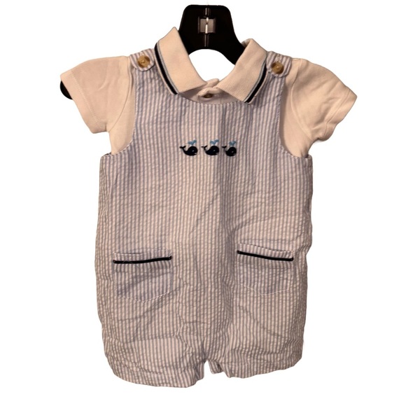 Edgehill Collection light blue seersucker nautical set size 3 months NWOT - Picture 1 of 11